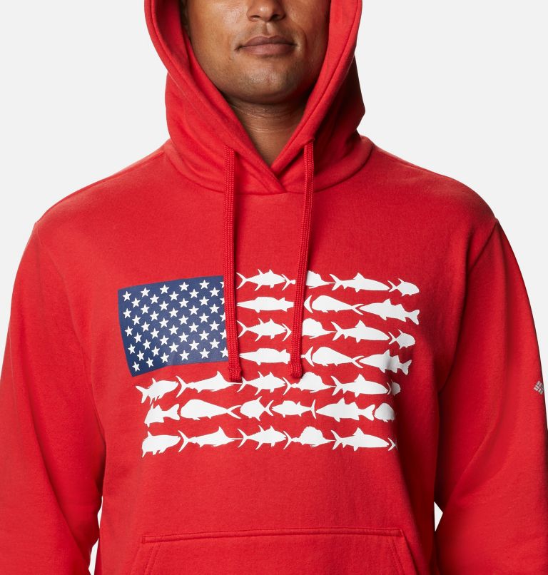 Columbia PFG Fish Flag Men Hoodies | BMJVUT-905